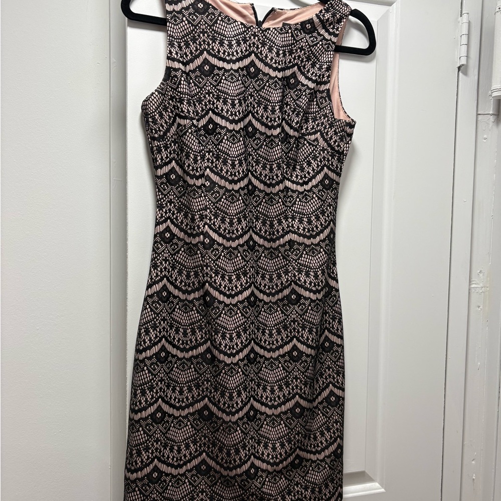 Guess Black and Cream Patterned Midi Dress